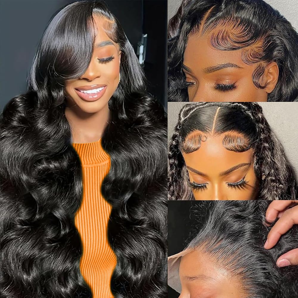 Hd Lace Frontal Wig Human Hair Pre Plucked - 46 Inch Prebleached Preplucked Natural Colored