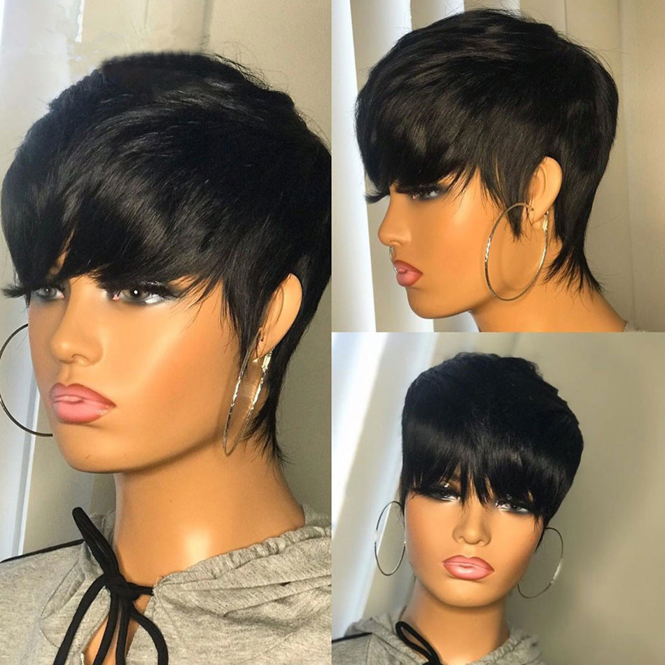 Short Human Hair Wigs Pixie Cu - Short Pixie Cut Wig Human Hair Cheap 评论和价格