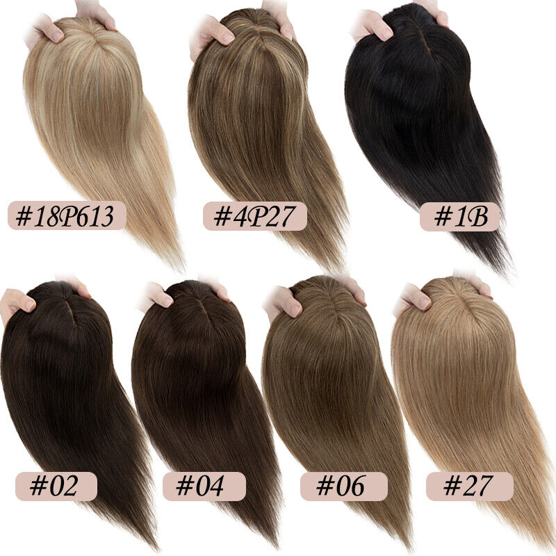 Women Toupee Silk Base Topper  - Seamless Clip In Hair Extensions Human Hair 评论和价格