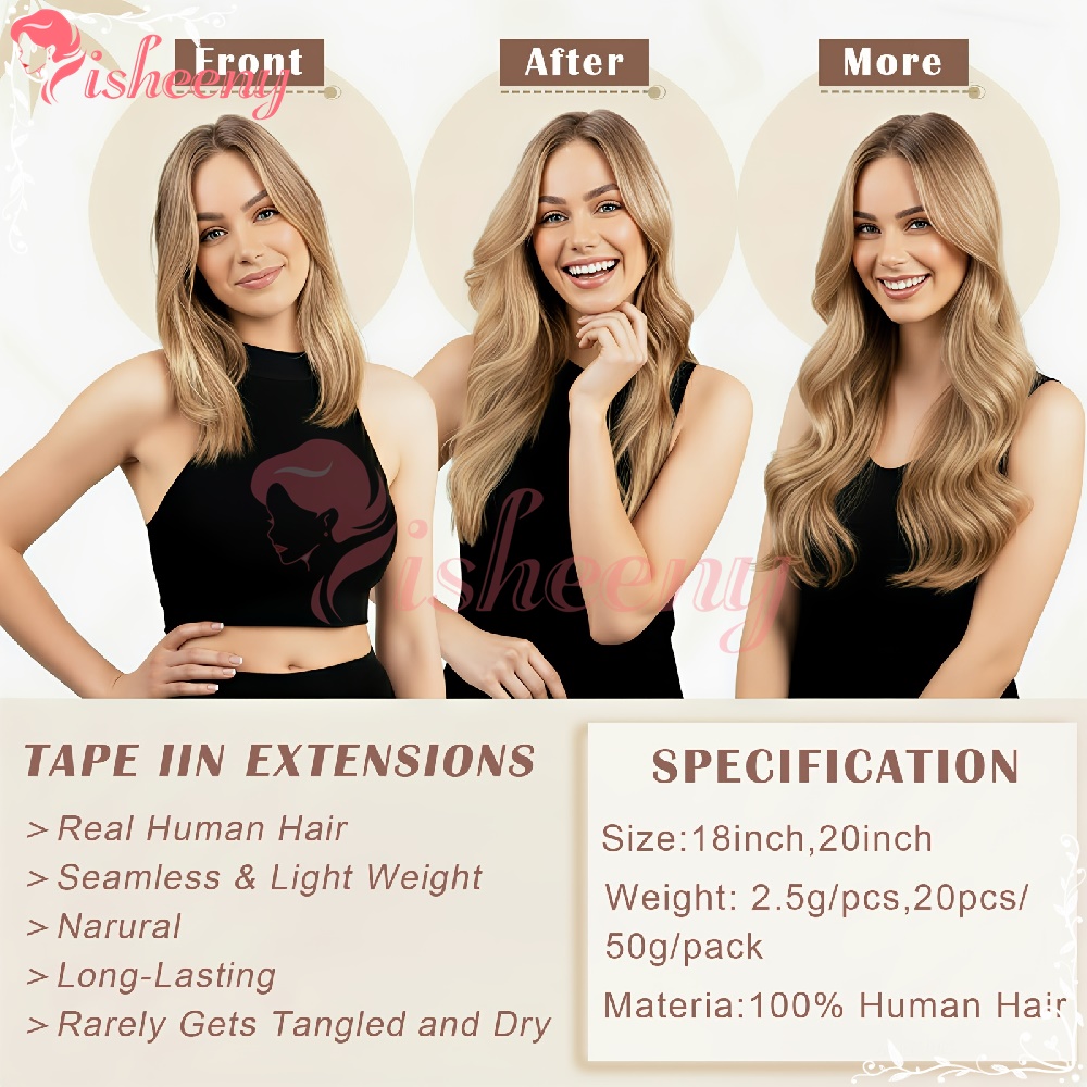 Isheeny Straight Tape In Hair  - Invisible Tape In Extensions Real Hair 评论和价格