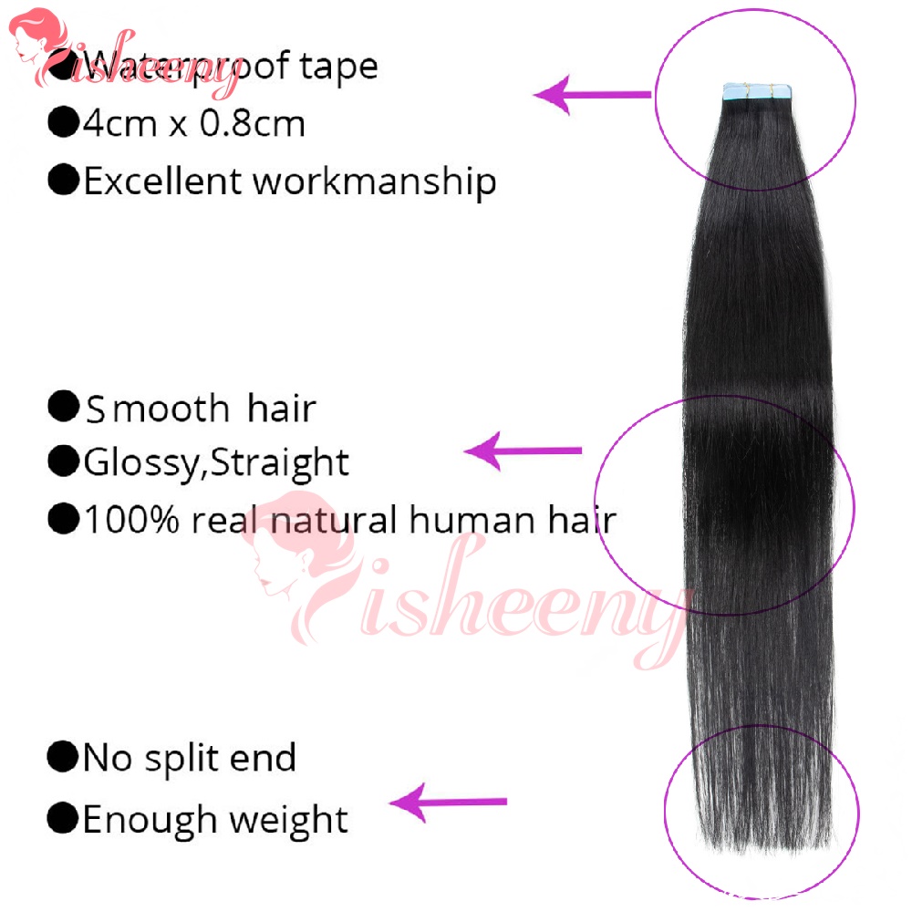 Isheeny Straight Tape In Hair  - Invisible Tape In Extensions Real Hair 评论和价格