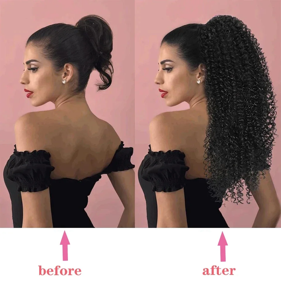 Afro Puff Curly Pony Tail Hair - Drawstring Afro Curly Puff Ponytail 评论和价格