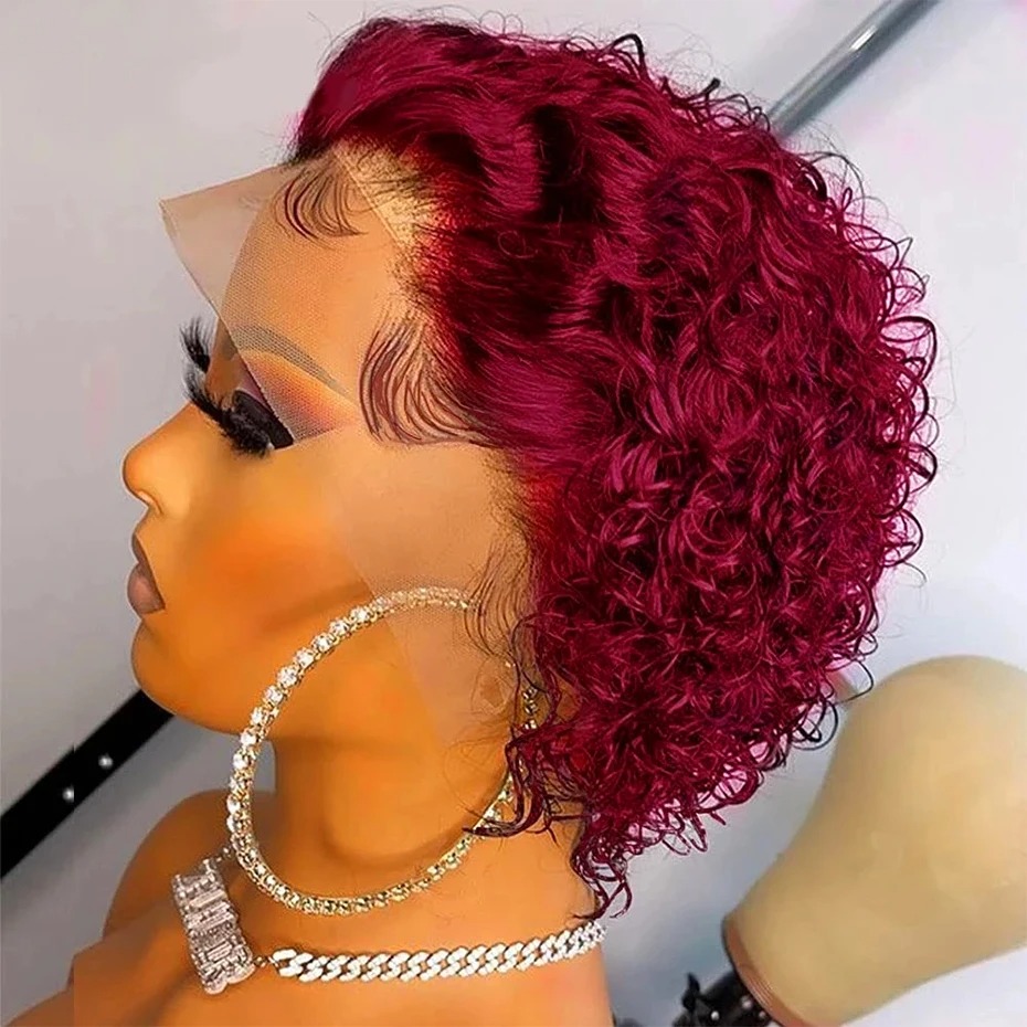 Pixie Cut Wig 99J Color Lace W - Short Pixie Cut Wig Human Hair Cheap 评论和价格