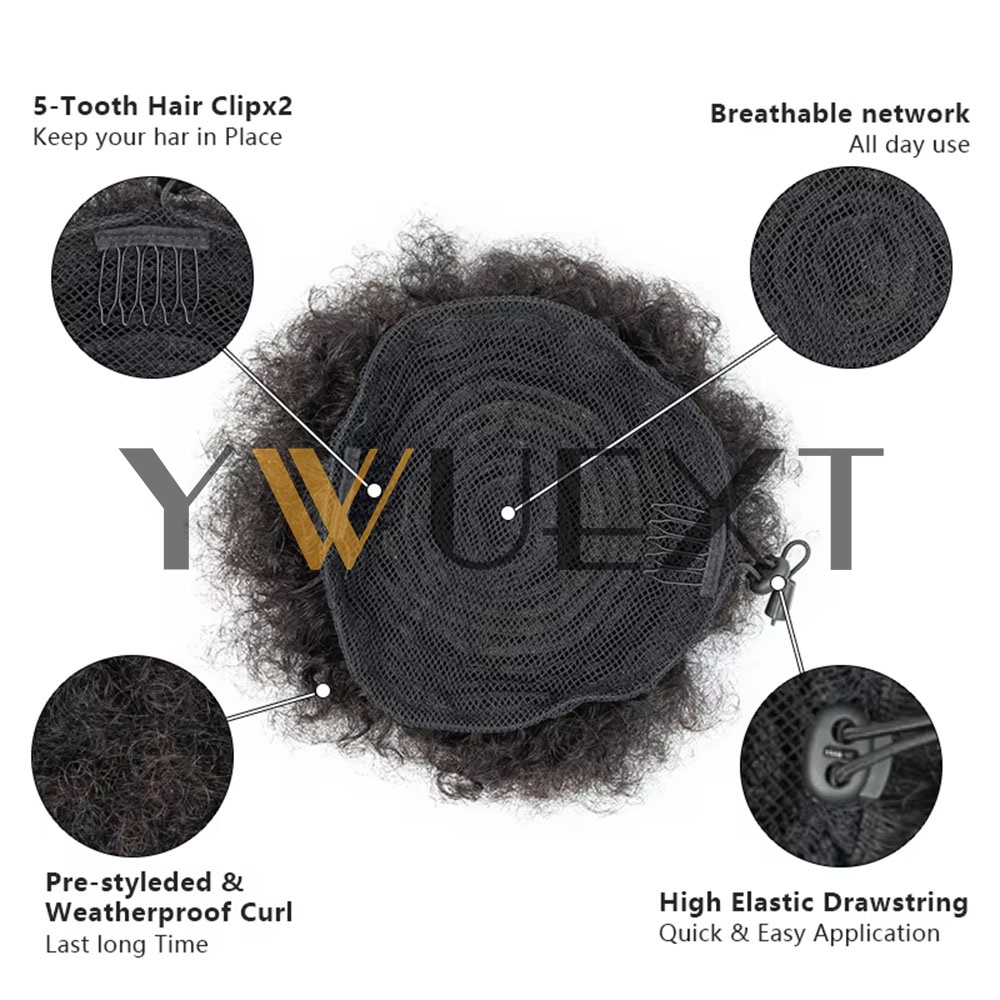 Afro Puff Ponytail 4-6 Inch Hu - Drawstring Afro Curly Puff Ponytail 评论和价格
