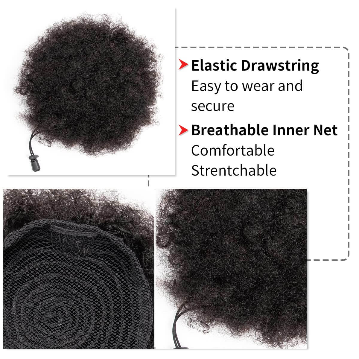 Afro Puff Synthetic Drawstring - Drawstring Afro Curly Puff Ponytail 评论和价格