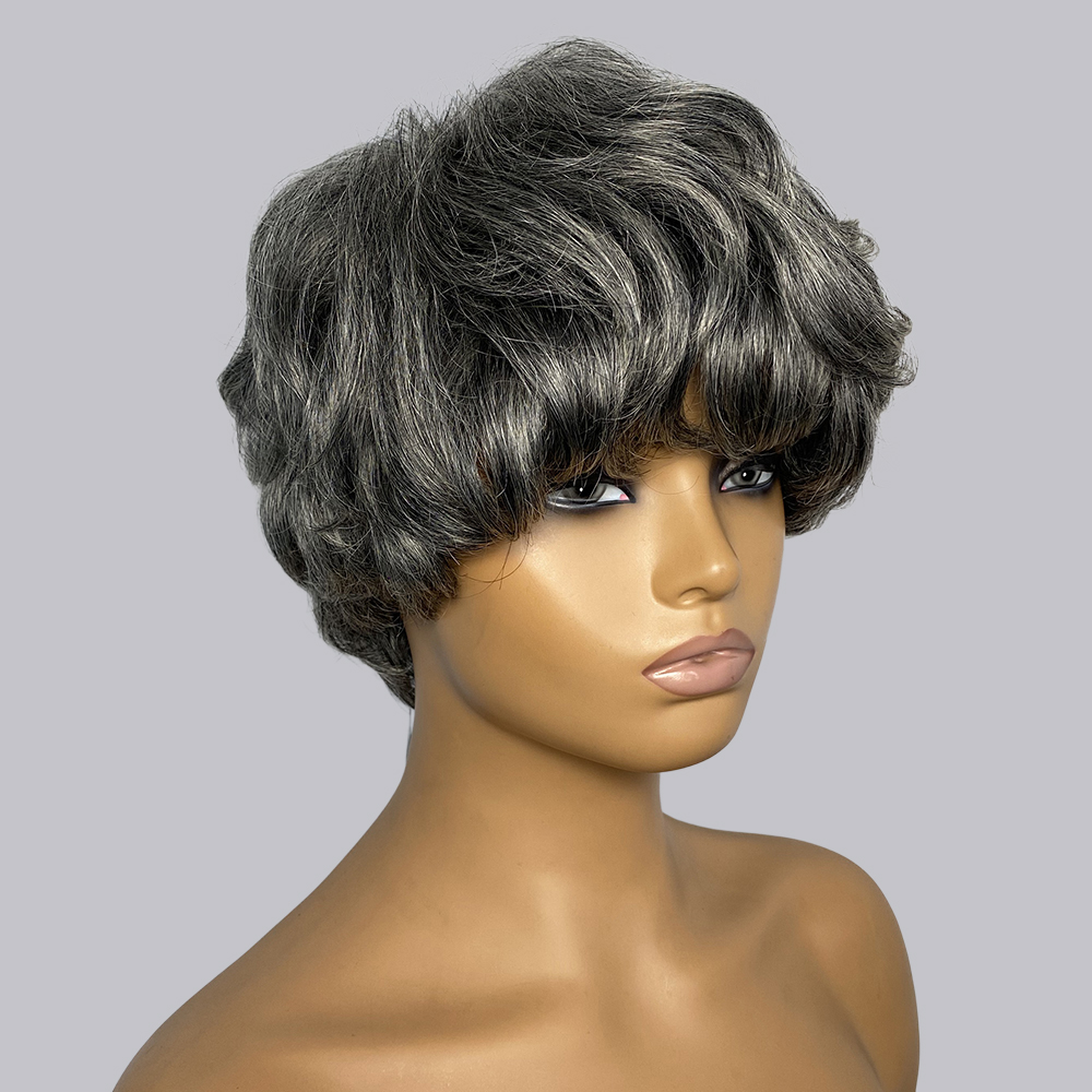 Pixie Cut Human Hair Wigs Gray - Short Pixie Cut Wig Human Hair Cheap 评论和价格