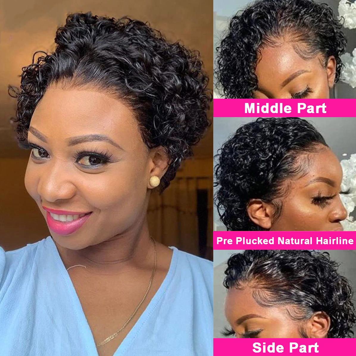Pixie Cut Wigs 13x4 Pixie Curl - Short Pixie Cut Wig Human Hair Cheap 评论和价格