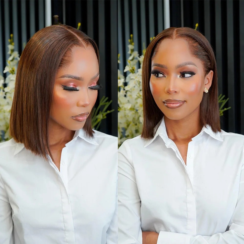 Dark Brown Wig 13x4 HD Short L - Pre Parted 13X4 Lace Front Bob Wig 评论和价格