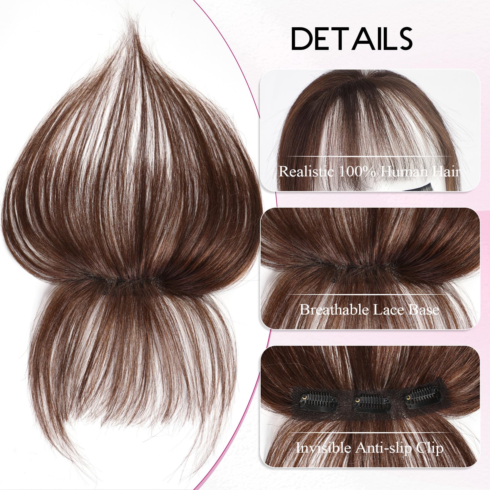 100% Human Hair Bangs Clips in - Seamless Clip In Hair Extensions Human Hair 评论和价格