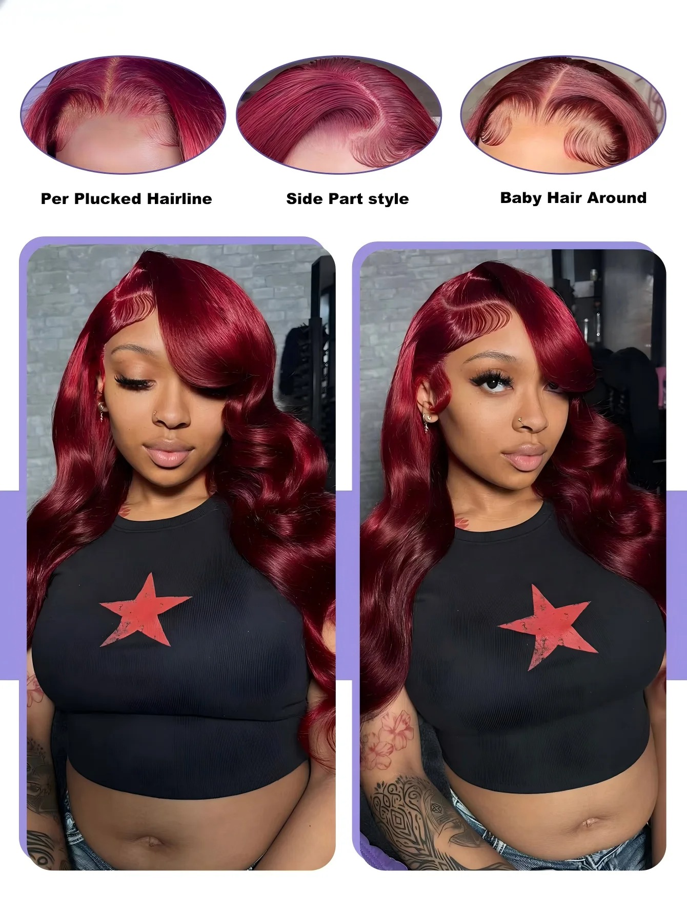 HD Transparent 99J Burgundy Bo - Lace Front Wigs 评论和价格