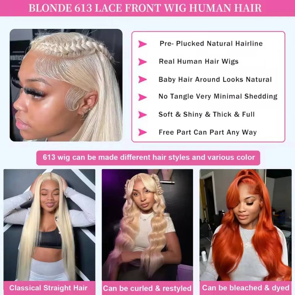 Human Hair 613 220% Density Ho - Hd Lace Frontal Wig Human Hair Pre Plucked 评论和价格