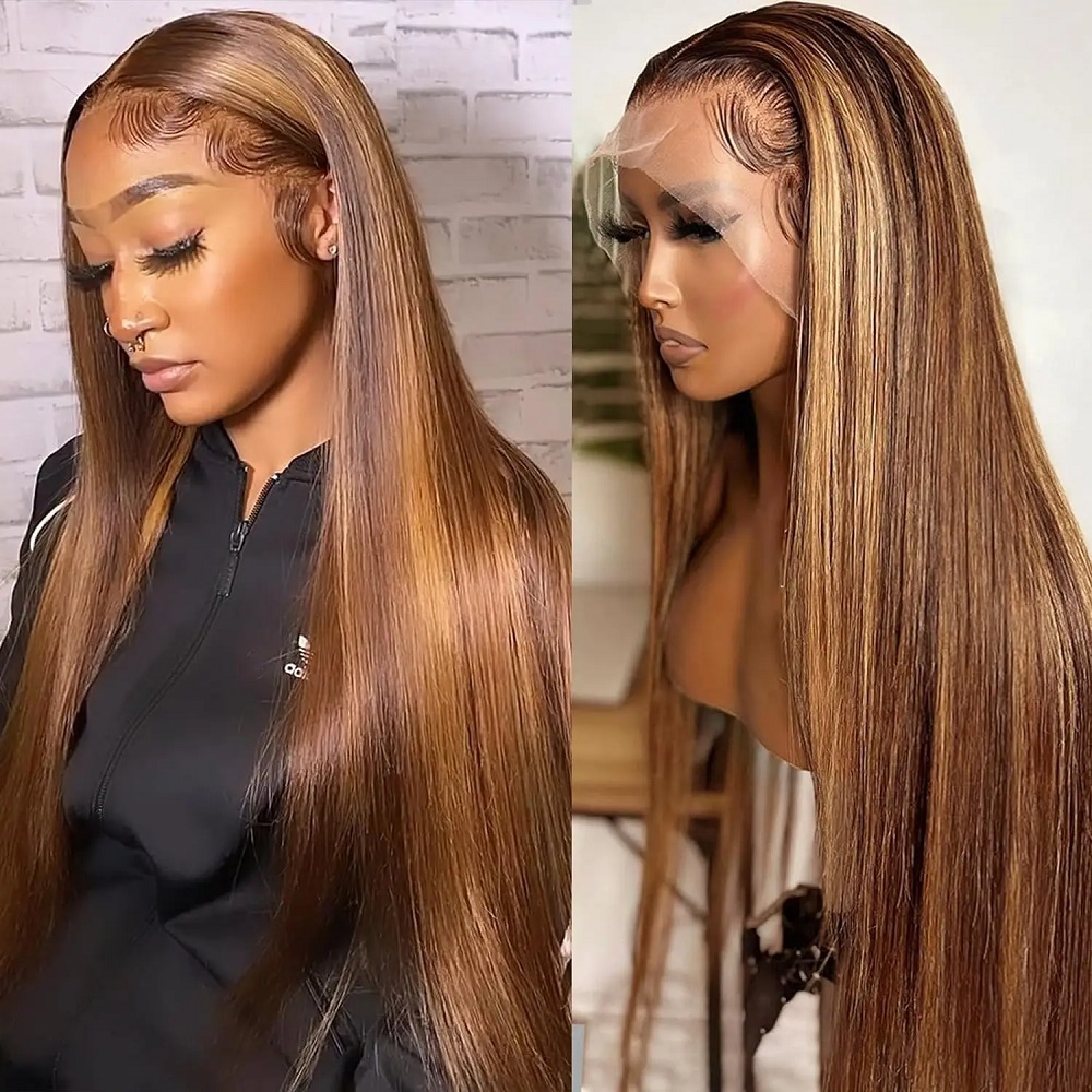44 46 Inch P4/27 Highlight Col - Hd Lace Frontal Wig Human Hair Pre Plucked 评论和价格