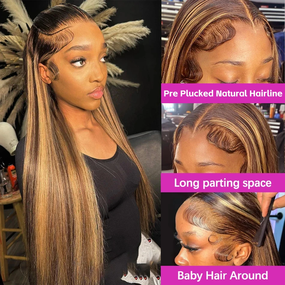 44 46 Inch P4/27 Highlight Col - Hd Lace Frontal Wig Human Hair Pre Plucked 评论和价格